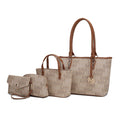 by Mia K. Marimar Women'S Tote Bag with Pouch and Wristlet, Signature 4 Piece Set - Chocolate Brown