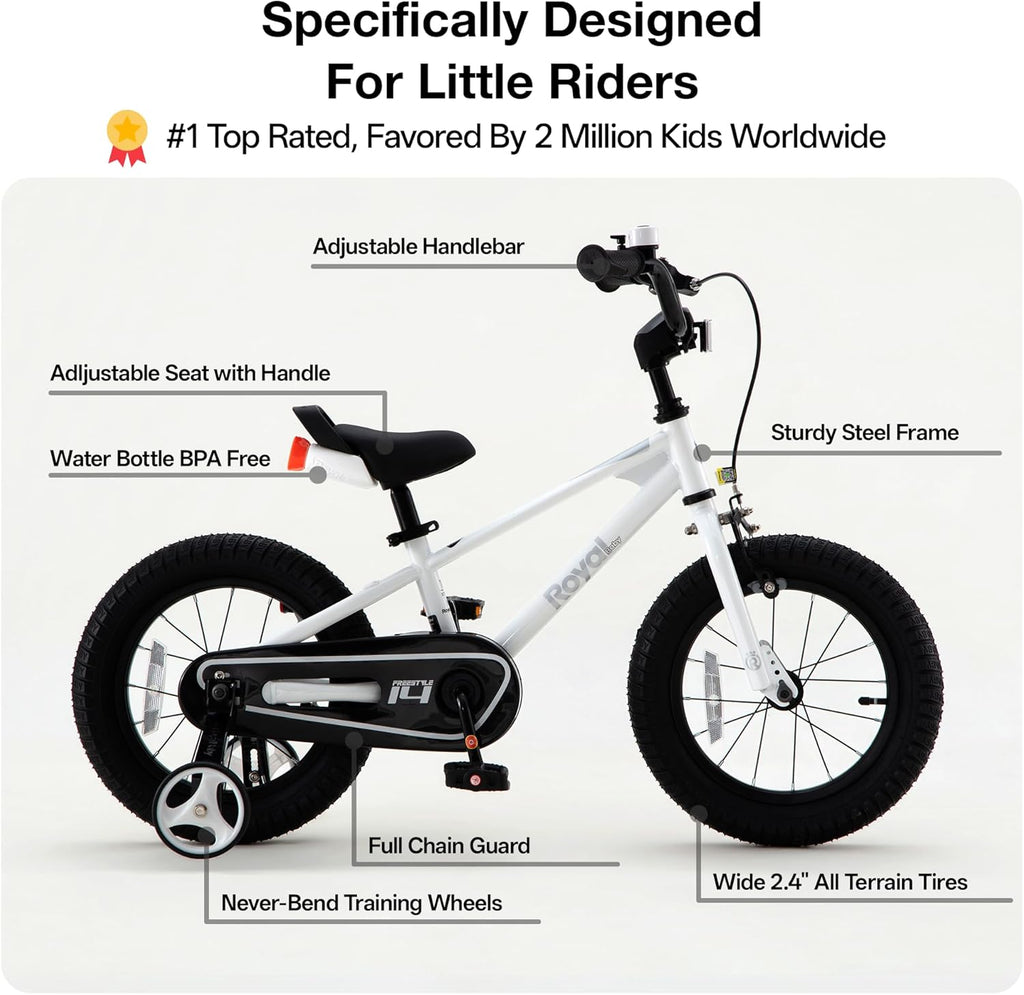 Kids Bike Boys Girls Freestyle Bicycle 12 14 16 Inch with Training Wheels, 16 18 20 with Kickstand Child'S Bike, Blue Red White Pink Green Orange