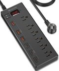Power Strip,  Surge Protector with 6 AC Outlets & 6 USB Charging Ports, 6 Feet Heavy Duty Extension Cord, 1625W/13A Multiplug for Home Office & Multiple USB Devices - Black